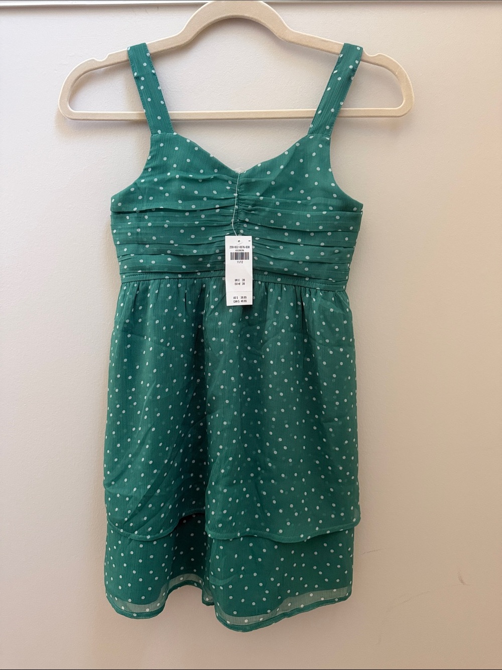 NWT Abercrombie kids Green Polka Dot Tiered Dress Sz 11/12
